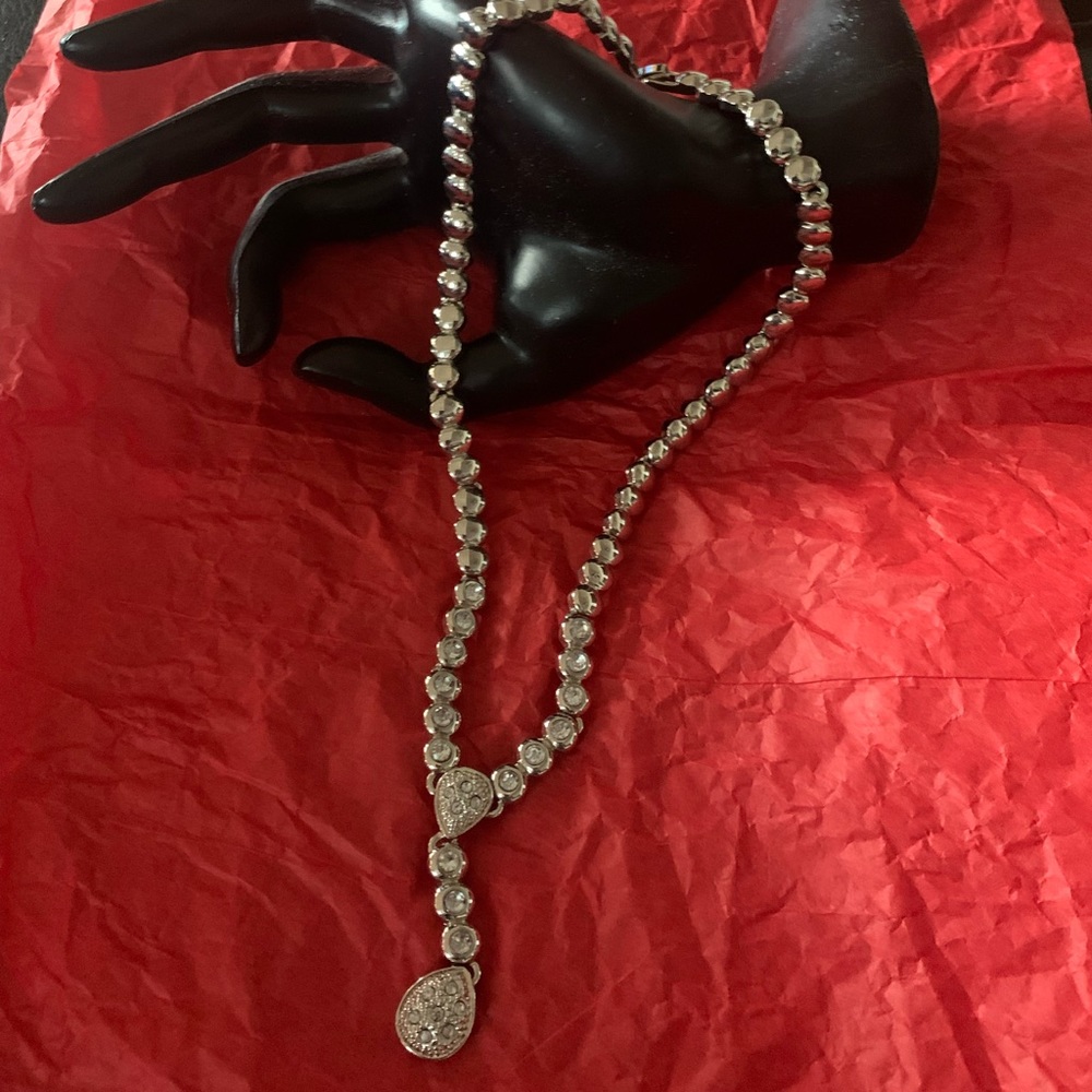 Necklace, 16 “ neck, heavy, silver color,